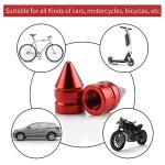 SINGARO Car Tire Valve Caps, 4 Pieces of Universal Aluminum Alloy Tire Trim Accessories Dust Tire Covers for Cars, Trucks, SUVs and Motorcycles(Red)