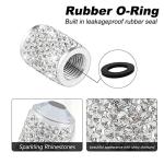 alpmosn Car Wheel Tire Valve Caps, 4 PCS Bling Tire Valve Caps, Crystal Tire Caps Shinny Rhinestone for Women, Universal Car Dustproof Tire Valve Caps for Cars, Trucks, SUV and Motorcycles (White)