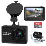 Dash Cam Front and Rear, 2.5K+1080P Dual Dash Camera for Cars with 32GB SD Card, 2.45 inch IPS Screen, 2 Mounting Ways, Night Vision, WDR, Accident Lock, Loop Recording, Parking Monitor