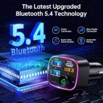 Syncwire Bluetooth 5.4 FM Transmitter Car Adapter 48W (PD 36W & 12W) [Light Switch] [HiFi Bass Sound] [Fast Charging] Wireless Radio Music Adapter LED Display Hands-Free Calling Support USB Drive