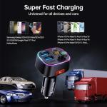 Syncwire Bluetooth 5.4 FM Transmitter Car Adapter 48W (PD 36W & 12W) [Light Switch] [HiFi Bass Sound] [Fast Charging] Wireless Radio Music Adapter LED Display Hands-Free Calling Support USB Drive