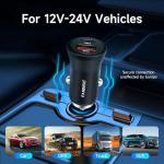 Faninso 60W Car Charger USB C Fast Charge, Aluminum Dual Port Cigarette Lighter Adapter, Car Phone Charger for iPhone 16/15/14 Pro Max Plus, iPad, Samsung Galaxy S24/S23/S22 & More