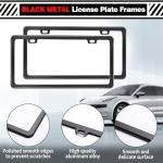 2 Pack Matte Black License Plate Frames with 2 Holes, Thick-Coated Rust-Proof Aluminum Metal License Plate Holder, Includes Screw Accessories, Universal Car License Plate Cover for Man