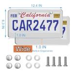 2 Pack Silver License Plate Frames, 2 Holes Rust-Proof Chrome License Plate Holder, Lengnoy Universal Car Stainless Steel Polish Mirror License Plate Cover for Women Man with Screws Caps