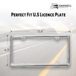 Hanwell Products Chrome License Plate Frame Made of Zinc Alloy Metal, Universal Car Accessories,1 Pack License Plate Holder Never Rust and Unbreakable with Metal Screws, Chrome Caps and Screwdriver