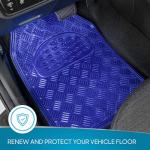 BDK Metallic Chrome Car Floor Mats All-Weather Universal Fit Automotive Floor Mats for Cars SUVs, Floor Mats for Trucks, Car Mats Full Set Front & Rear, Non-Slip Shiny Durable Heavy Duty - Blue