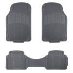 Amazon Basics Universal PVC Faux Rubber Car Floor Mats, All Weather Protection, Waterproof Flexible Trim to Fit for 95% Automotive SUV Sedans Trucks, Charcoal Pure Grey Solid Gray, Pack of 3