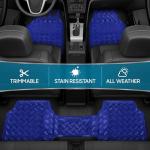 BDK Metallic Chrome Car Floor Mats All-Weather Universal Fit Automotive Floor Mats for Cars SUVs, Floor Mats for Trucks, Car Mats Full Set Front & Rear, Non-Slip Shiny Durable Heavy Duty - Blue