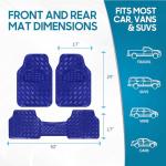 BDK Metallic Chrome Car Floor Mats All-Weather Universal Fit Automotive Floor Mats for Cars SUVs, Floor Mats for Trucks, Car Mats Full Set Front & Rear, Non-Slip Shiny Durable Heavy Duty - Blue