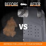 Amazon Basics Universal PVC Faux Rubber Car Floor Mats, All Weather Protection, Waterproof Flexible Trim to Fit for 95% Automotive SUV Sedans Trucks, Charcoal Pure Grey Solid Gray, Pack of 3