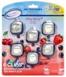 Air Jungles Ultra Berry Scent Car Air Freshener Clip, 6 Vent Clips, 4ml Each, Long Lasting Air Freshener, Up to 180 Days Car Refresher Odor Eliminator