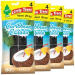 LITTLE TREES Car Air Freshener. Vent Wrap Provides Long-Lasting Scent, Invisibly Fresh. Caribbean Colada, 16 Air Fresheners