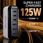 BESTEK Multi Ports USB Car Charger, Fast Charge 125W 14A Quick Charge 3.0 & USB-C PD Car Charger Adapter with Smart Identification for Cell Phones, Tablets and Other USB Devices