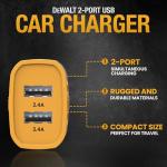 DEWALT Heavy Duty 24W USB Car Charger Adapter, Cigarette Lighter Adapter USBA Charger, Fast Charging Car Lighter USB Adapters, Cell Phone Automobile Chargers for iPhone, Samsung Galaxy, iPad