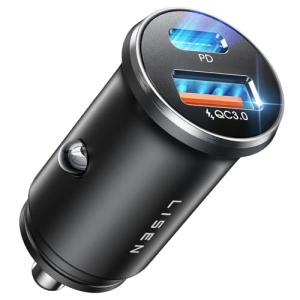 LISEN Super Fast iPhone 16 Car Charger, 54W Alloy Cigarette Lighter Adapter, Dual Port 12V USB C Car Charger Plug for 17 iPhone 16e 16 15 14 13 12 Pro Max Plus, Samsung Galaxy Z Fold 7 S25,Android