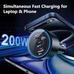 USB C Car Charger Fast Charging 200W, Dual PD 100W Type C Car Charger, PD3.0/QC4.0/PPS Cigarette Lighter Adapter for iPhone 16/15/14/13/12, Galaxy S22/S21 Ultra, MacBook, Laptop etc