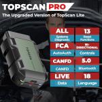 TOPDON TopScan Pro, OBD2 Scanner Bluetooth for iOS & Android, Diagnostic Scan Tool for All Cars, Car Code Reader with Reset Scanner, 13+ Reset Service, 2024 Upgraded Version of Topscan Lite