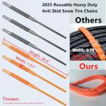 10Pack Heavy Duty Anti Skid Snow Tire Chains Car Winter Wheels Chain Universal Cable Tire Belts, 2025 Reusable TPU Non-Slip Zip Tie Tires Chain Emergency for Auto Pickup Trucks Suvs, 2.0 Version