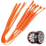 10 PCS Adjustable Anti-Slip Tire Zip Ties for Snow Chains | Universal Winter Car Truck SUV Traction Grips | Emergency Mud Survival Multi-Function Security Cable Belts – Orange