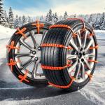 10 PCS Adjustable Anti-Slip Tire Zip Ties for Snow Chains | Universal Winter Car Truck SUV Traction Grips | Emergency Mud Survival Multi-Function Security Cable Belts – Orange