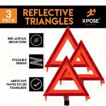Xpose Safety Reflective Emergency Triangles 3 Pack - Roadside Car Safety and Warning Tool - DOT Approved Triangle Reflectors - Red and Orange Automotive Vehicle Road Visibility and Hazard Marker