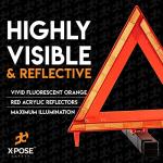 Xpose Safety Reflective Emergency Triangles 3 Pack - Roadside Car Safety and Warning Tool - DOT Approved Triangle Reflectors - Red and Orange Automotive Vehicle Road Visibility and Hazard Marker