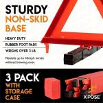 Xpose Safety Reflective Emergency Triangles 3 Pack - Roadside Car Safety and Warning Tool - DOT Approved Triangle Reflectors - Red and Orange Automotive Vehicle Road Visibility and Hazard Marker