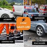 Xpose Safety Reflective Emergency Triangles 3 Pack - Roadside Car Safety and Warning Tool - DOT Approved Triangle Reflectors - Red and Orange Automotive Vehicle Road Visibility and Hazard Marker