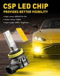 AUXITO H11/H8/H16 LED Fog Light Bulbs or DRL, 6000 Lumens 3000K Amber Yellow Light, 300% Brightness, CSP LED Chips Fog Lamps Replacement for Cars, Play and Plug (Pack of 2)