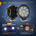 Nilight 2PCS 27W Round Flood Driving Lamp Waterproof Jeep Off Road Fog Lights with Off Road Wiring Harness- 2 Leads