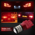 Yorkim 3157 Led Bulb Red Bright 3156 Led Red for Car Brake/Tail Lights with Projector - 3056 3156 3057K 4157K 3047K 3457 3057 4057 4157 T25 Led Bulbs, Pack of 4