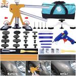 Geli 45pcs Paintless Dent Repair Tool Dent Puller Kit, Adjustable Width, Pops a Dent Car Dent Removal Kit, PDR Golden Lifter, Bridge Puller& Glue Gun for Automobile Body Motorcycle Refrigerator Washer