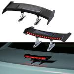 Mini Spoiler Auto Car Tail Decoration Spoiler Wing Carbon Fiber Can be luminous solar charging Punch-free tail light