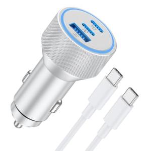 WODENTA for iPhone 15/16 Pro Max Car Charger, 67W 3-Port Fast USB C Car Charger Power Cigarette Lighter Adapter with 3FT USB C to C Cable for iPhone 15/16/Pro Max/Plus/16e, iPad Pro/Air/Mini