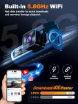 Nanoby 4K 3 Channel Dash Cam Front and Rear Inside, Built-in 5.8GHz WiFi GPS, 64GB Card Included, 4K+1080P+1080P Dash Camera for Cars, 3.18'' IPS Screen Dashcam with G-Sensor, 24H Parking Monitor