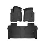 Husky Liners Weatherbeater Floor Mats | Fits 2019 - 2025 Chevrolet Silverado & GMC Sierra 1500; 2020-2025 Silv./Sierra 2500/3500 Crew Cab w/Carpet & Underseat Stg | Front & 2nd Row, 3-pc Black - 94021