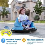 FurniFusion Bumper Car for Toddlers 2-8, 12V Toddler Bumper Car with Remote Control, Safety Certified, Flashing Lights Music & 360 Degree Spin for Birthday Gift(Blue)