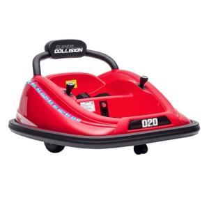 Aosom 12V Toddler Bumper Car with Remote Control, 360° Rotation Kids Electric Ride-On Toy, Twins Motor, Colorful LED Lights, 3 Songs, for Boys and Girls, Red