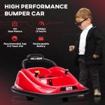 Aosom 12V Toddler Bumper Car with Remote Control, 360° Rotation Kids Electric Ride-On Toy, Twins Motor, Colorful LED Lights, 3 Songs, for Boys and Girls, Red