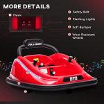 Aosom 12V Toddler Bumper Car with Remote Control, 360° Rotation Kids Electric Ride-On Toy, Twins Motor, Colorful LED Lights, 3 Songs, for Boys and Girls, Red
