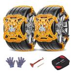 Snow Chains for Car 6 Pack, Emergency Anti Slip Chains for SUV/Trucks/ATV, Adjustable Universal Winter Security Chains for Ice Snow Mud Sand, Easy Installation, Tires Width 6.5-10.8"/165-275mm