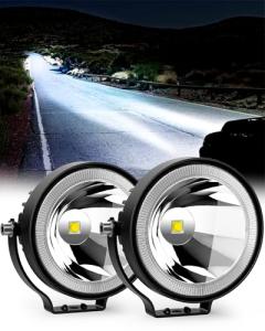 NAOEVO 4 Inch Round LED Pod Lights, 60W 6000LM LED Spot Off Road/Driving/Fog Lights for Truck Car ATV UTV Boat Motorcycle, 2-Pack (White)