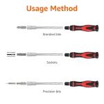 Amazon Basics Magnetic Ratcheting Wrench and Electronics Precision Screwdriver Set, 73 count (Pack of 1), Black/Red/Silver