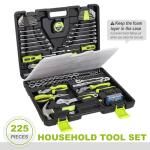 FASTPRO 225-Piece Household Tool Set, SAE & Metric Mechanics Hand Tool Set with Toolbox, Home/Auto Repairing Tool Kit for DIY, Home Maintenance and Car Repairing, Green
