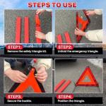 MAOPINER 3 Pack Emergency Warning Triangles, Roadside Safety Triangle with Reinforced Base and Carrying Case, Foldable Reflective Warning Triangles for Roadside Safety and Emergency Use