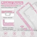 Amiss Bling License Plate Frame for Women, 2Pack Rhinestone Handcrafted Crystal Premium Stainless Steel, Stainless Steel Car Accessories with Diamond Sparkle Glitter Caps (Pink)