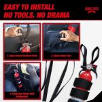 Badass Moto Car Fire Extinguisher Mount Truck SUV. Universal Automotive Fire Extinguisher Mount for Vehicle Car Seat. Fits Jeep Fire Extinguisher Holder, Quick-Strap Easy Install, No Tools Needed.