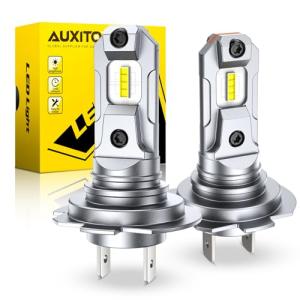 AUXITO H7 LED Bulb, 500% Brighter Ultra-Bright 6500K White, 1:1 Mini Size No Adapter Required, Plug N Play, Long Lifespan, No Flicker, 99% Compatibility, 2PCS