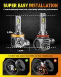 Termitor H11 9005 LED Bulbs Combo, 60,000LM Super Brighter, 1:1 Halogen Mini Size, 6500K White H9 H8 HB3 Driving Light Bulbs with Fan, Plug and Play, Automotive light Assemblies, Pack of 4