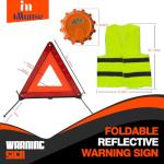 iMonse Warning Safety Triangle Kit, Emergency Roadside Warning Reflective Triangle 3 Packs with 2 LED Road Flare Light, Foldable with Storage Case for Roadside Breakdowns Emergenc